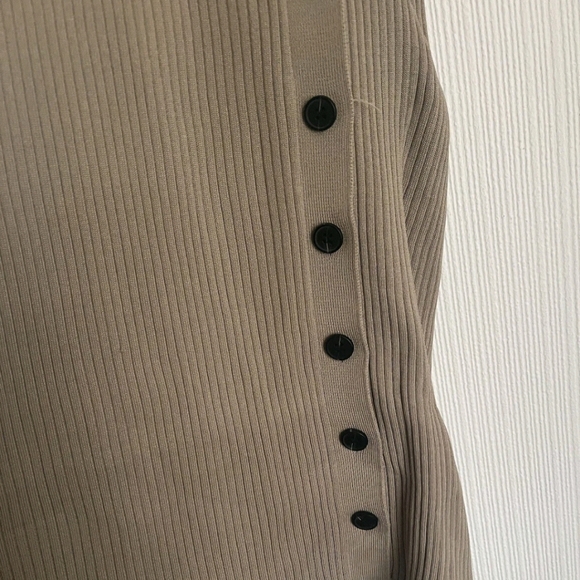 NWT Sz L Self-Portrait Elegant Tan Long Sleeves, Ribbed Knit Midi Dress - Picture 11 of 16